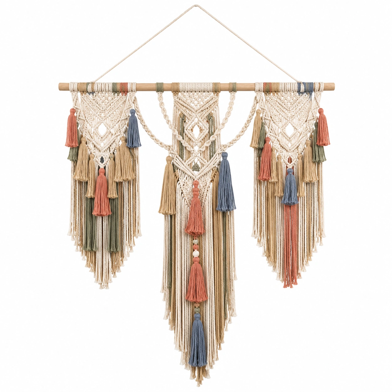 Tapiz Colgante de Macramé Bohemio Multicolor-Livzina
