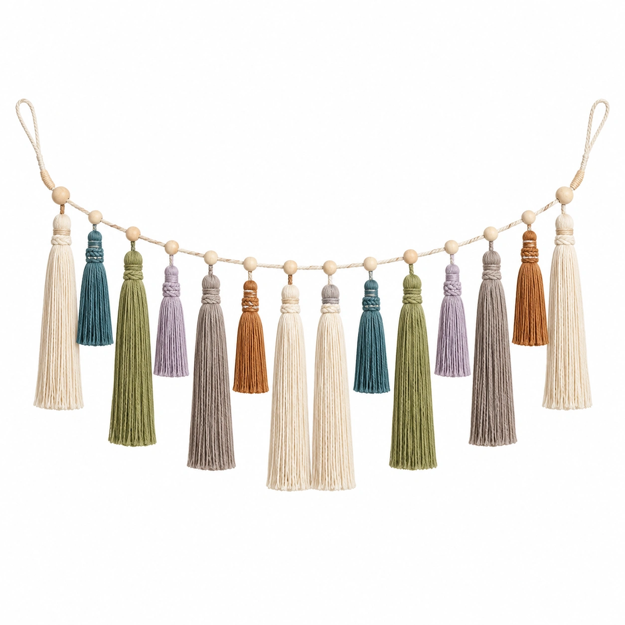 Guirnalda de Borlas Multicolor con Bolas de Madera-Livzina