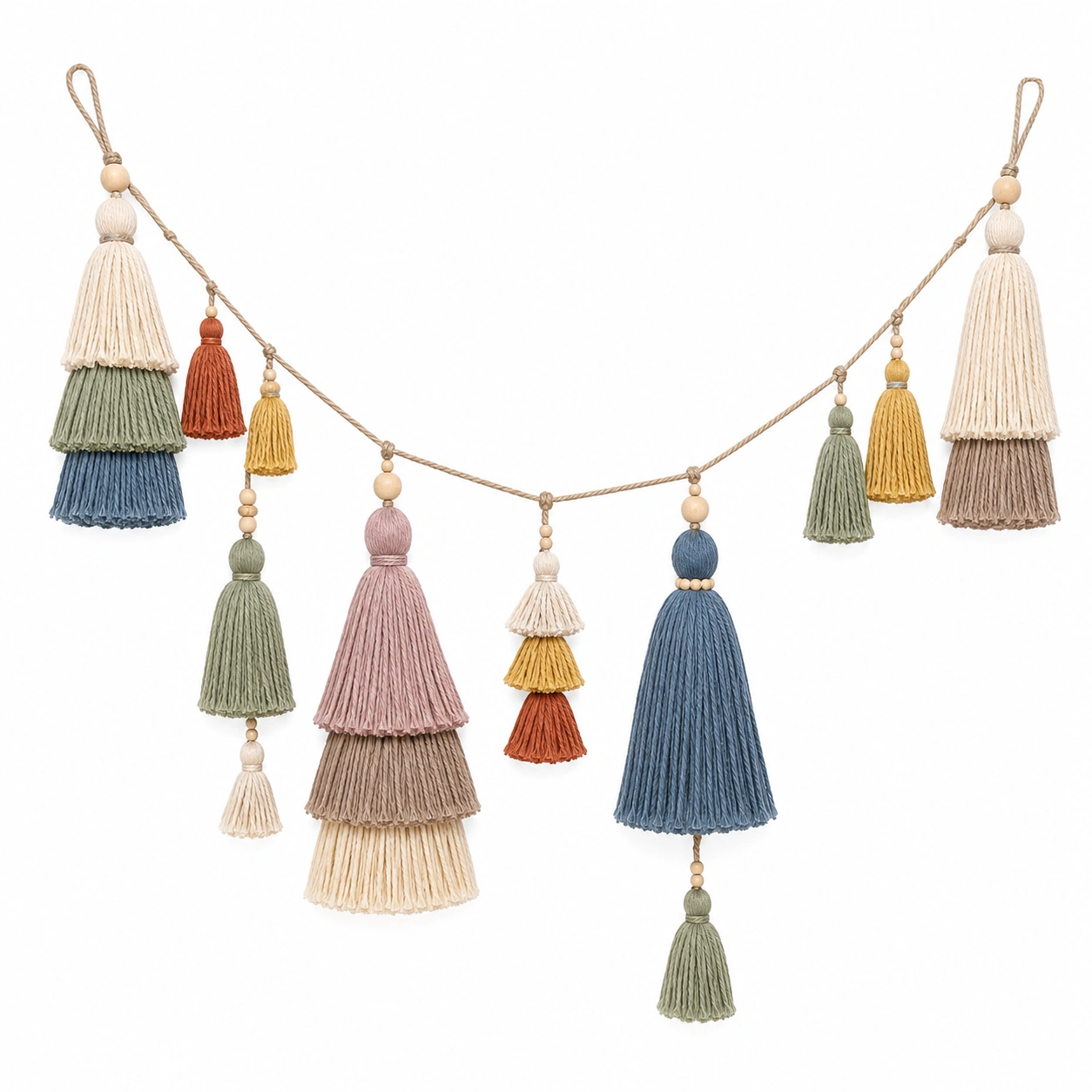 Guirnalda de Borlas Multicolor Estilo Bohemio-Livzina