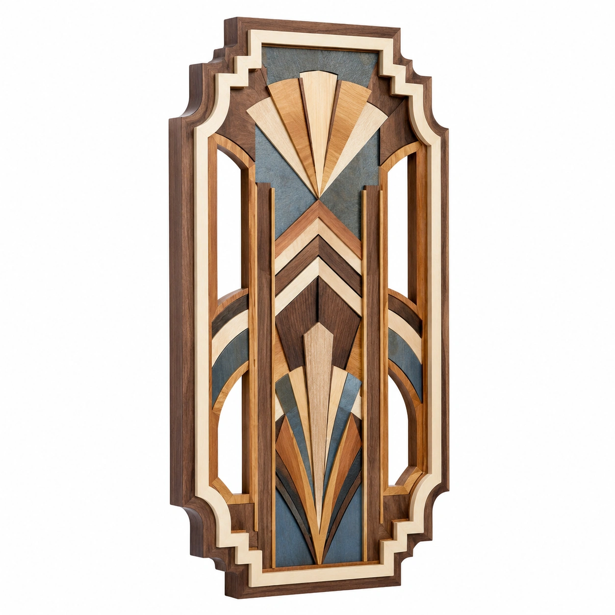 Panel decorativo estilo Art Decó en madera multicolor-Livzina