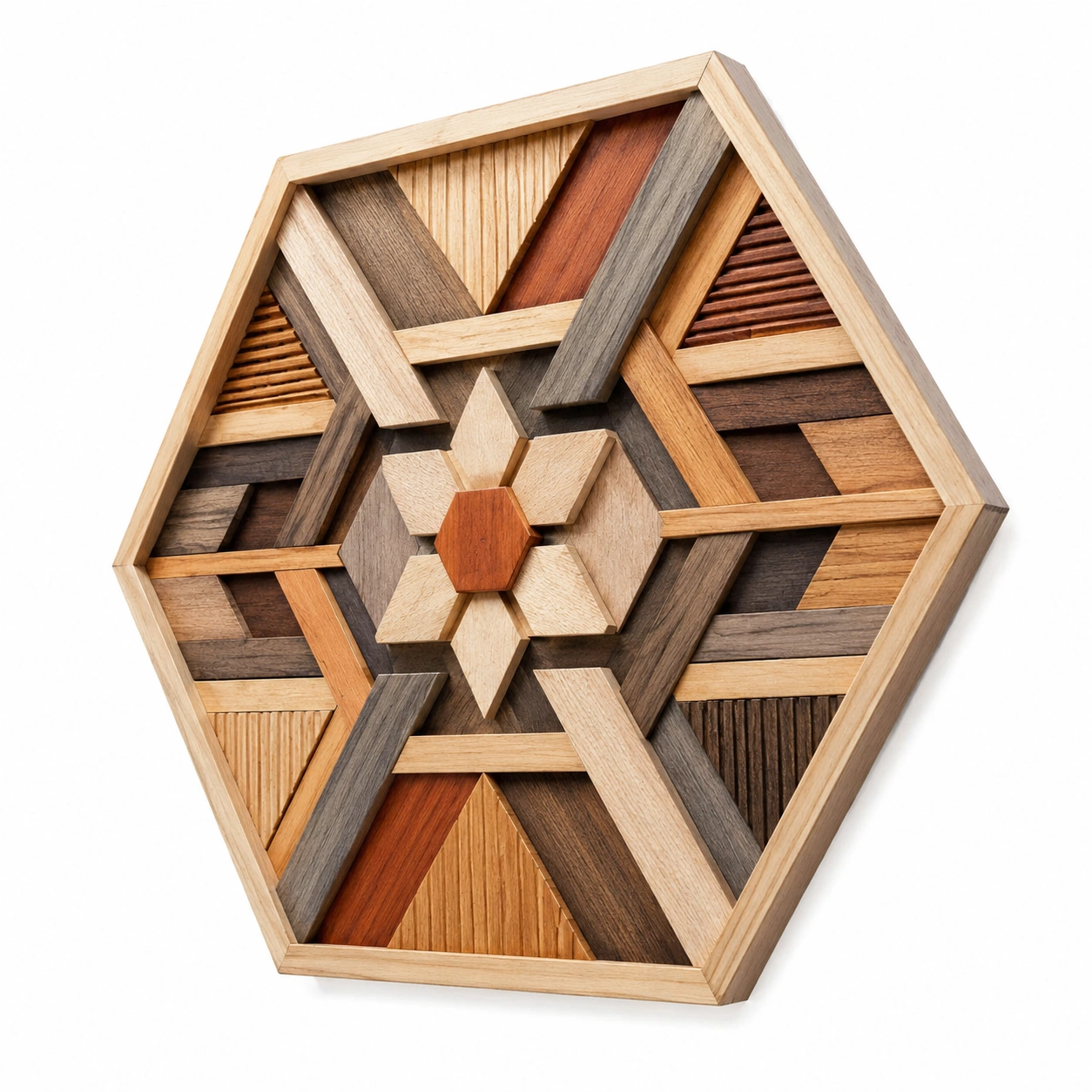 Decoración de Pared Hexagonal de Madera Multicolor-Livzina