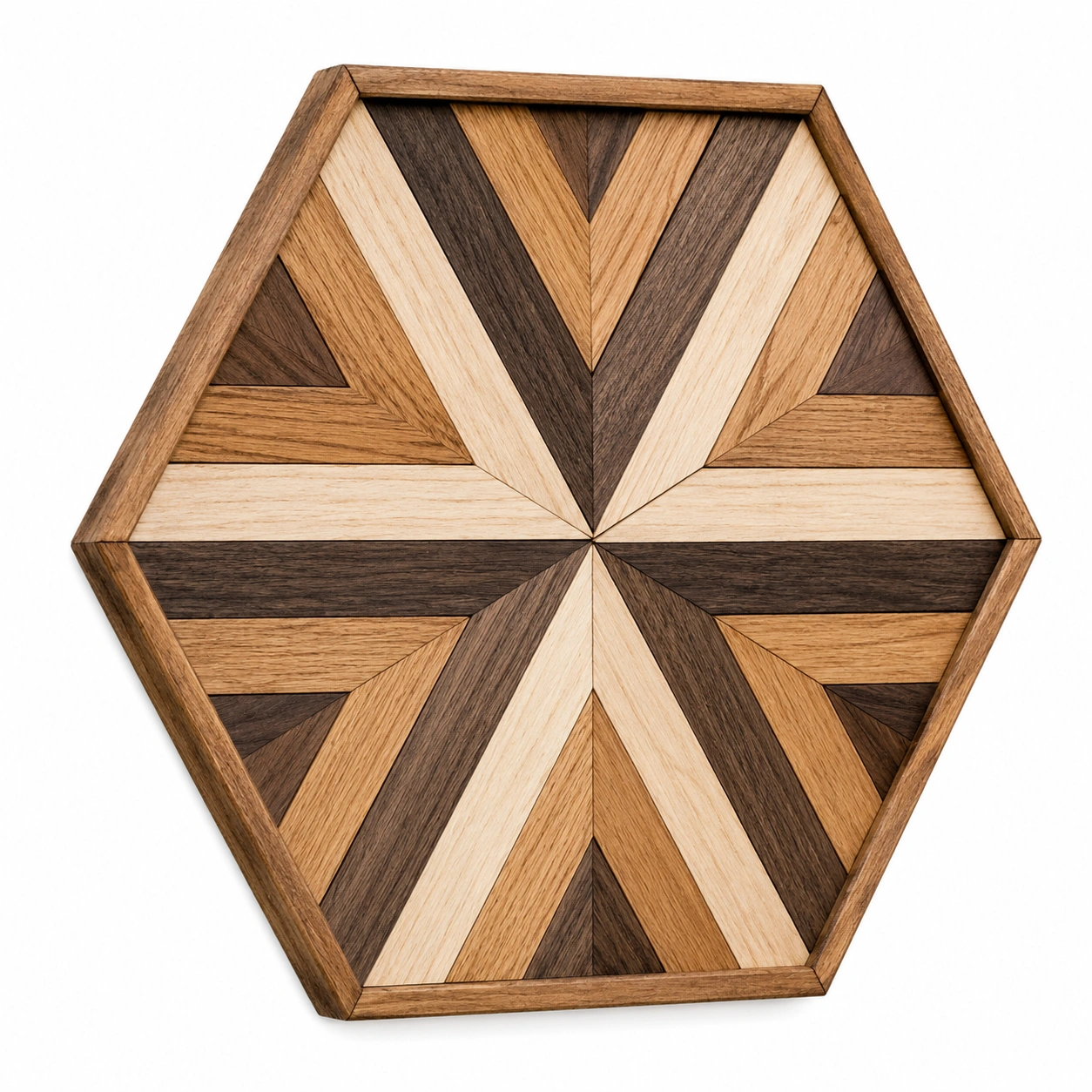 Panel Decorativo Hexagonal con Diseño Geométrico en Tonos Madera-Livzina