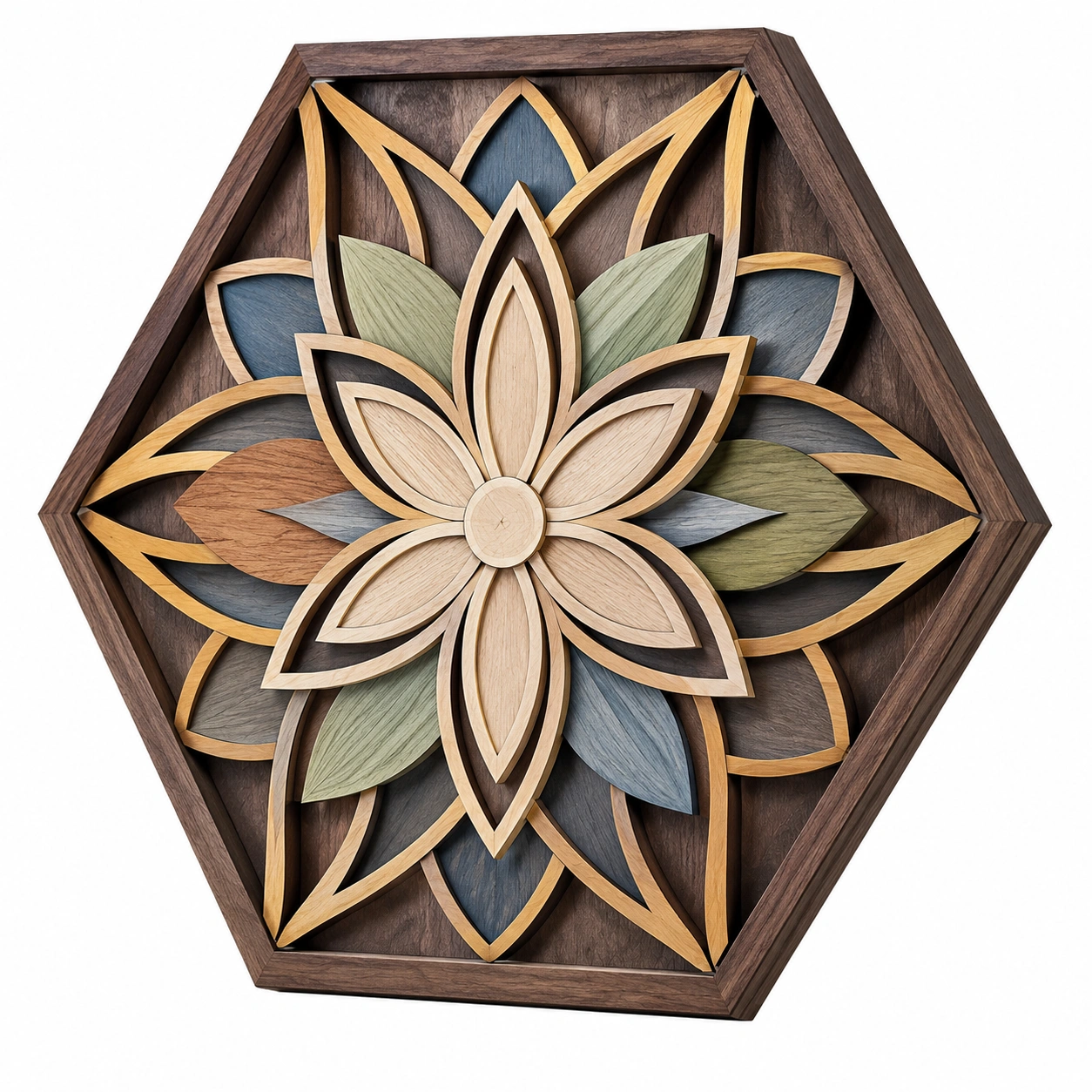 Arte de Pared Hexagonal de Flores Multicolor-Livzina