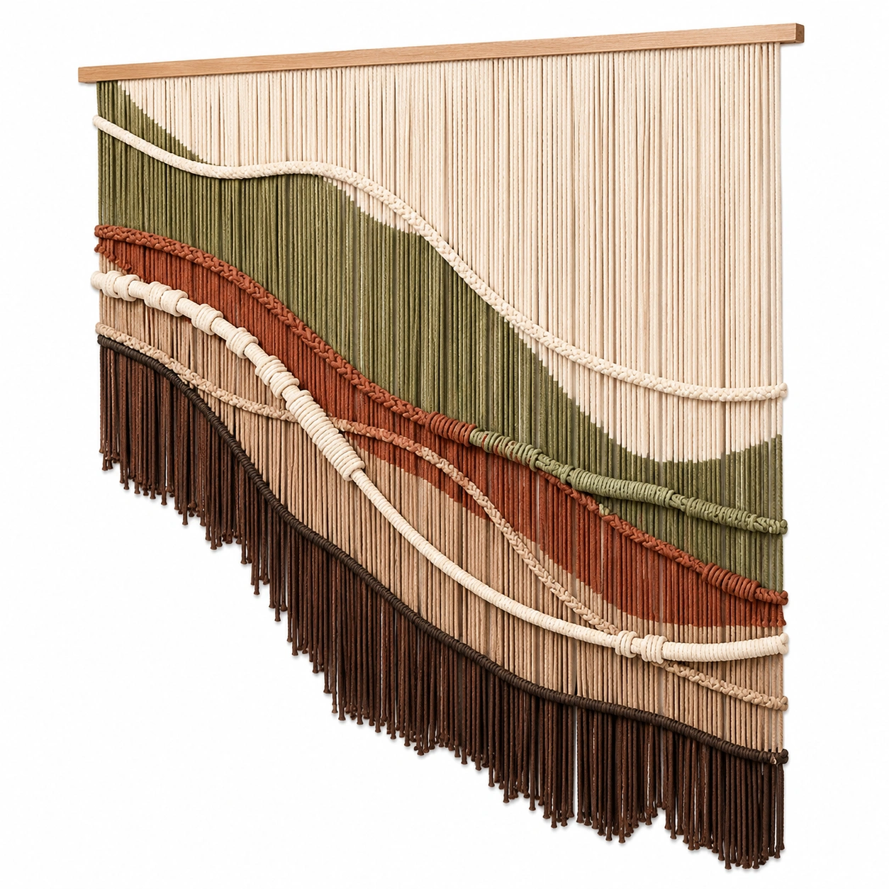 Tapiz de Macramé Decorativo de Pared en Tonos Tierra-Livzina