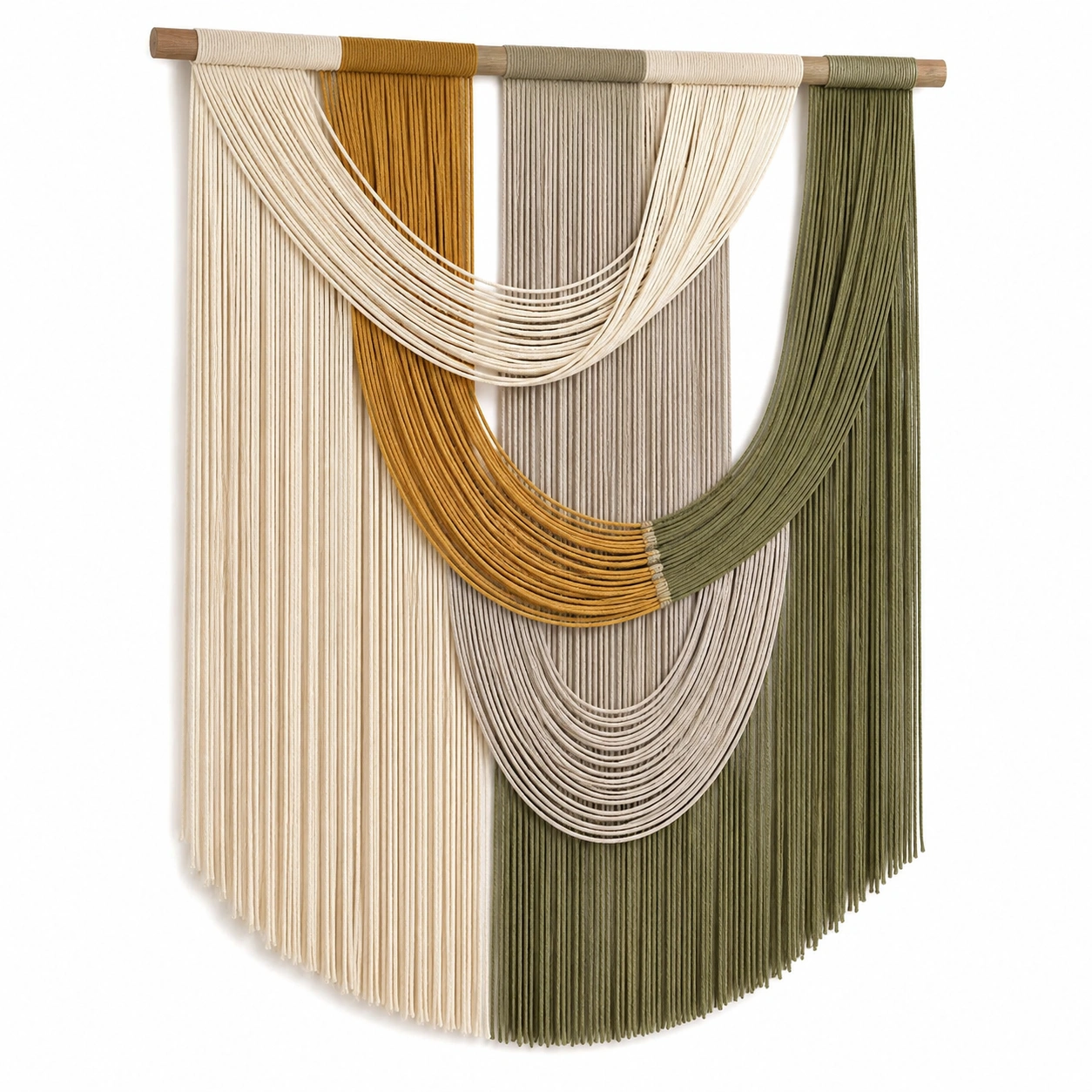 Tapiz de Pared Bohemio Beige, Mostaza y Verde Olivo-Livzina