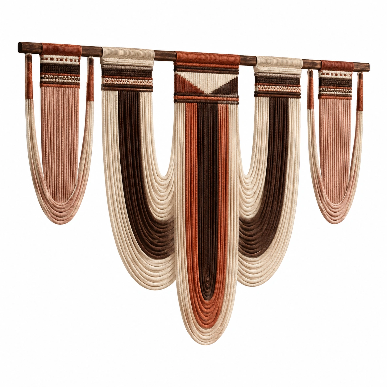 Tapiz de Pared Bohemio Macramé Marrón Beige Cobre 90x70cm-Livzina
