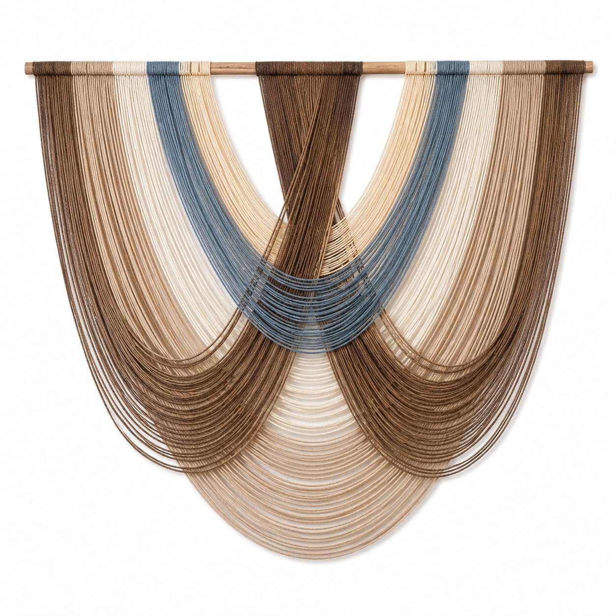 Decoración de pared bohemia hecha a mano en marrón, beige y azul-Livzina