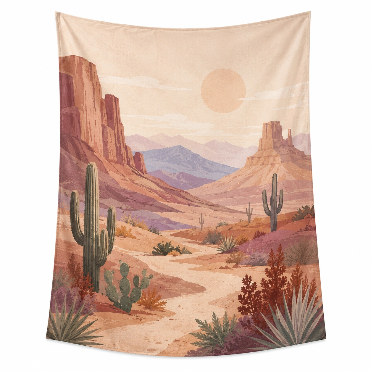 Tapiz Decorativo de Paisaje Desértico en Beige-Furno Rixa
