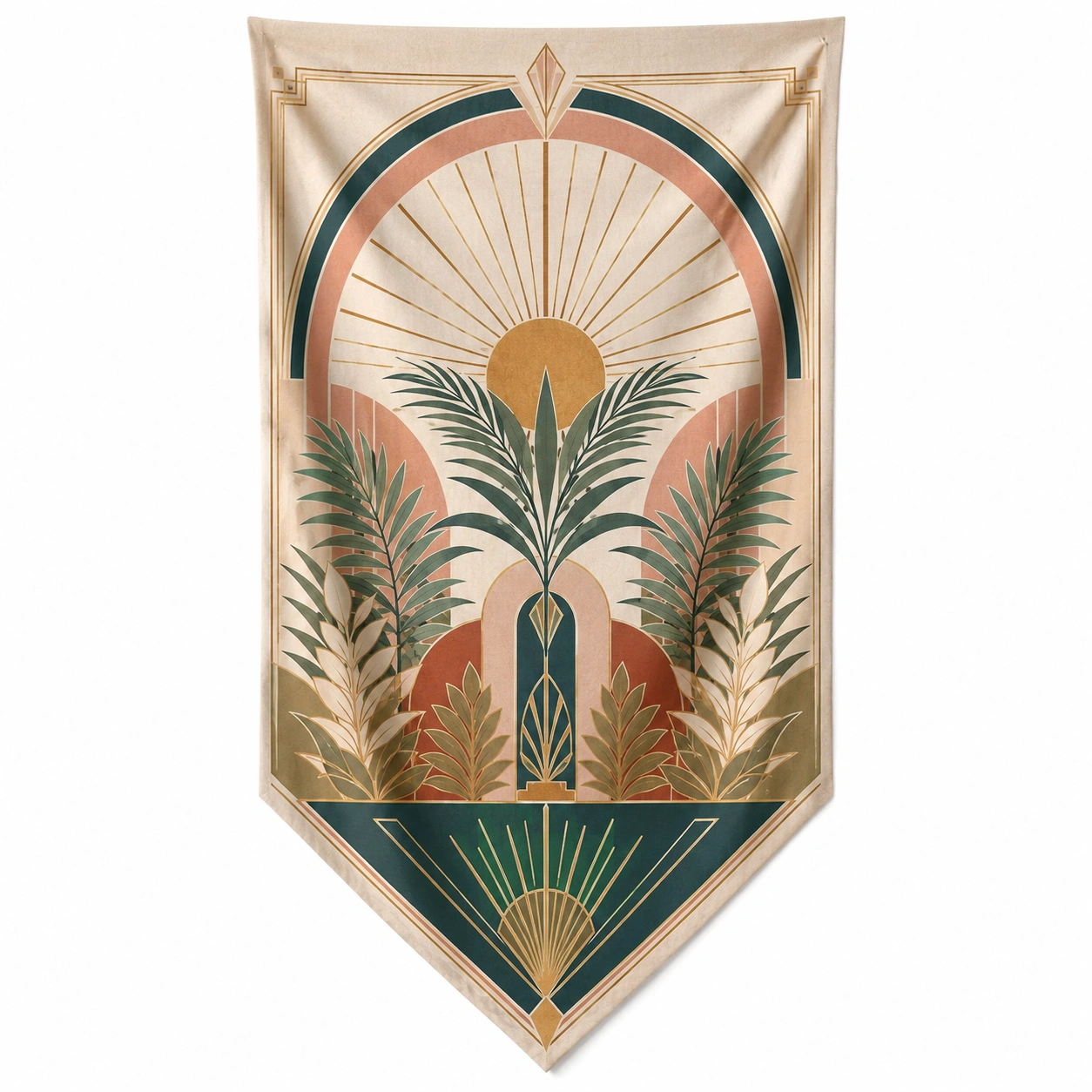 Tapiz de Pared Art Deco con Palmera en Colores Suaves-Furno Rixa