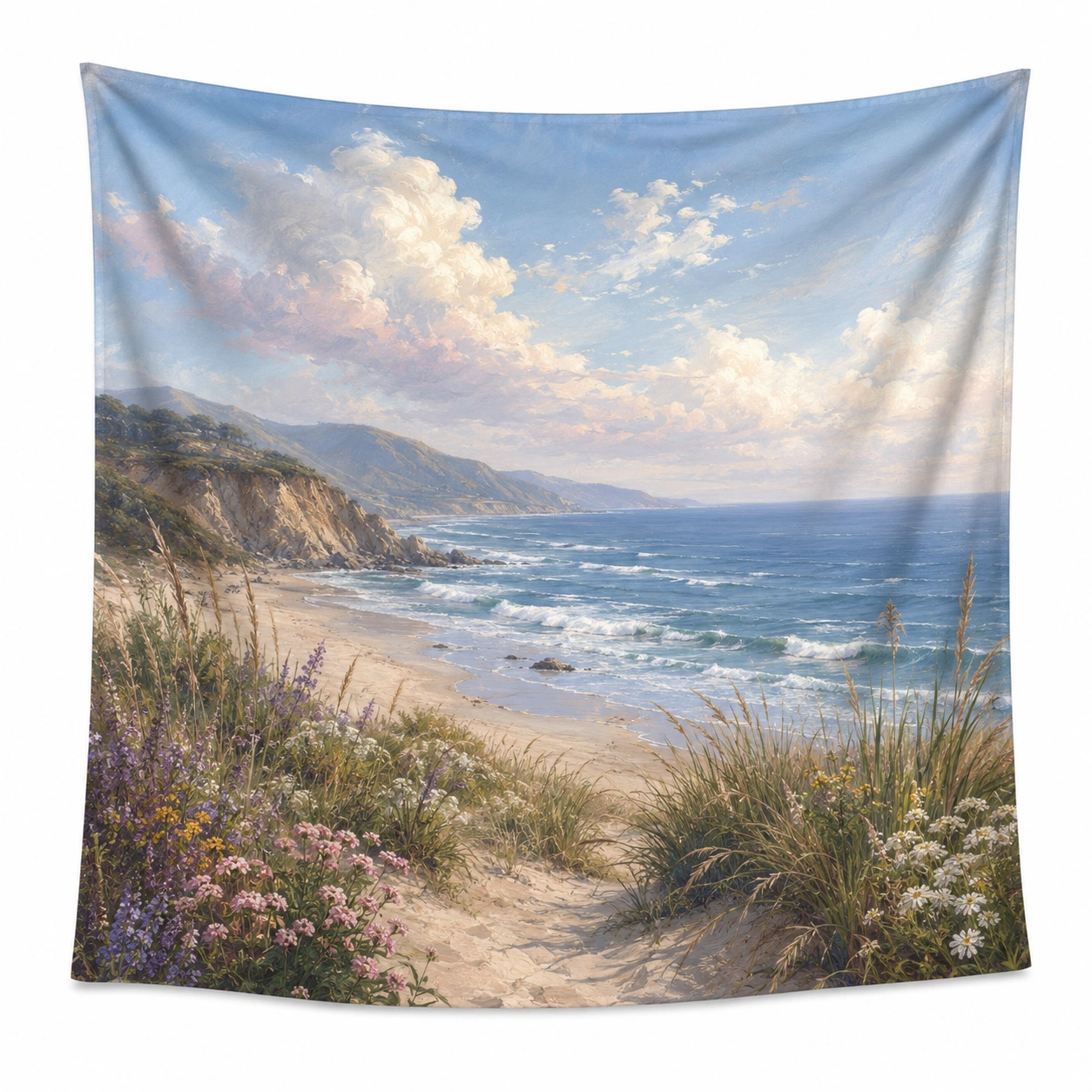 Tapiz Decorativo de Paisaje Costero Multicolor 150x130cm-Furno Rixa