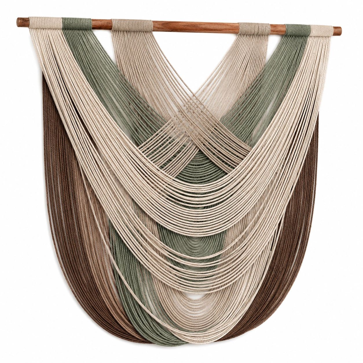 Tapiz de Pared de Macramé Bohemio 60x80cm Verde/Beige/Marrón-Furno Rixa