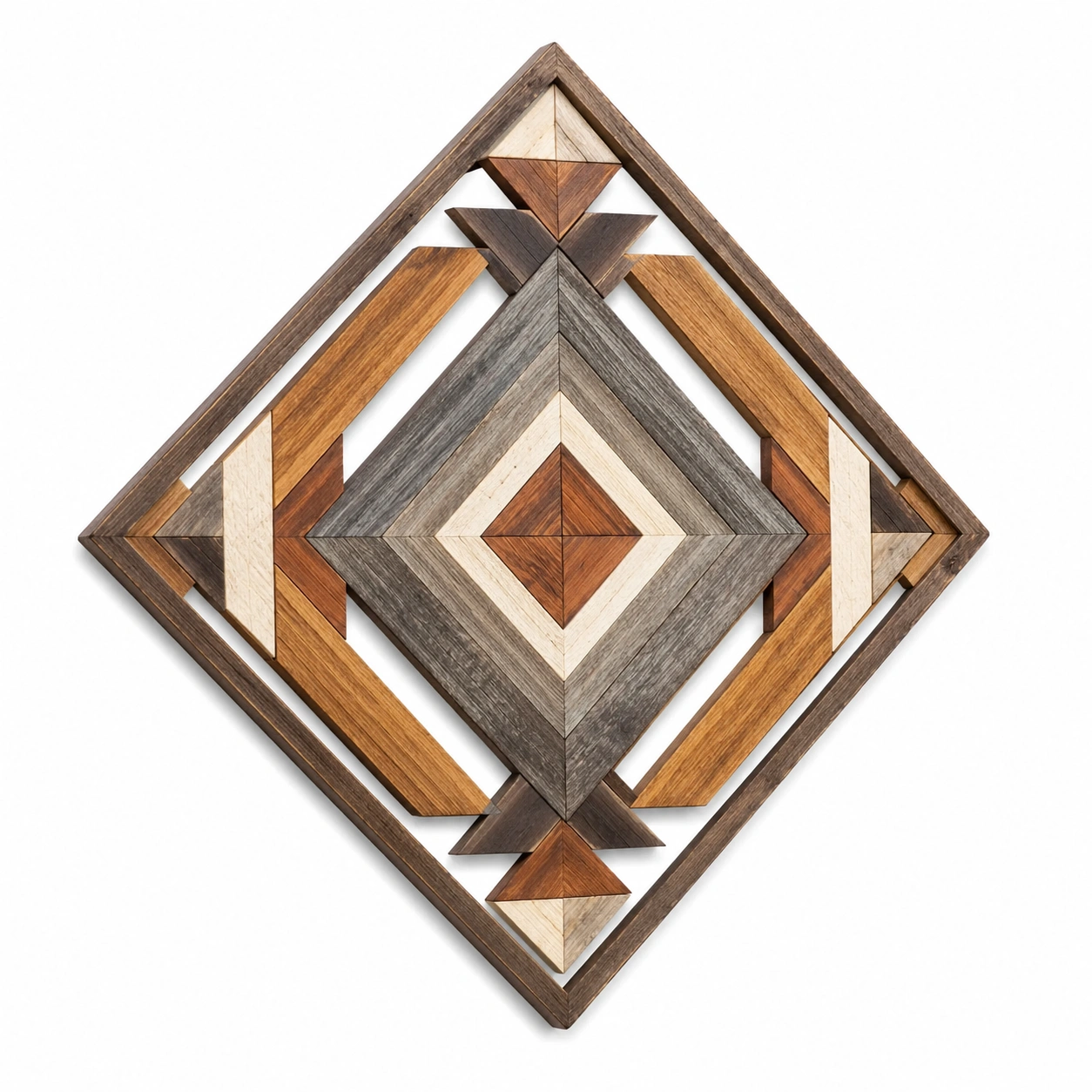 Decoración de Pared Geométrica de Madera, Multicolor 50x50 cm-meubelvia