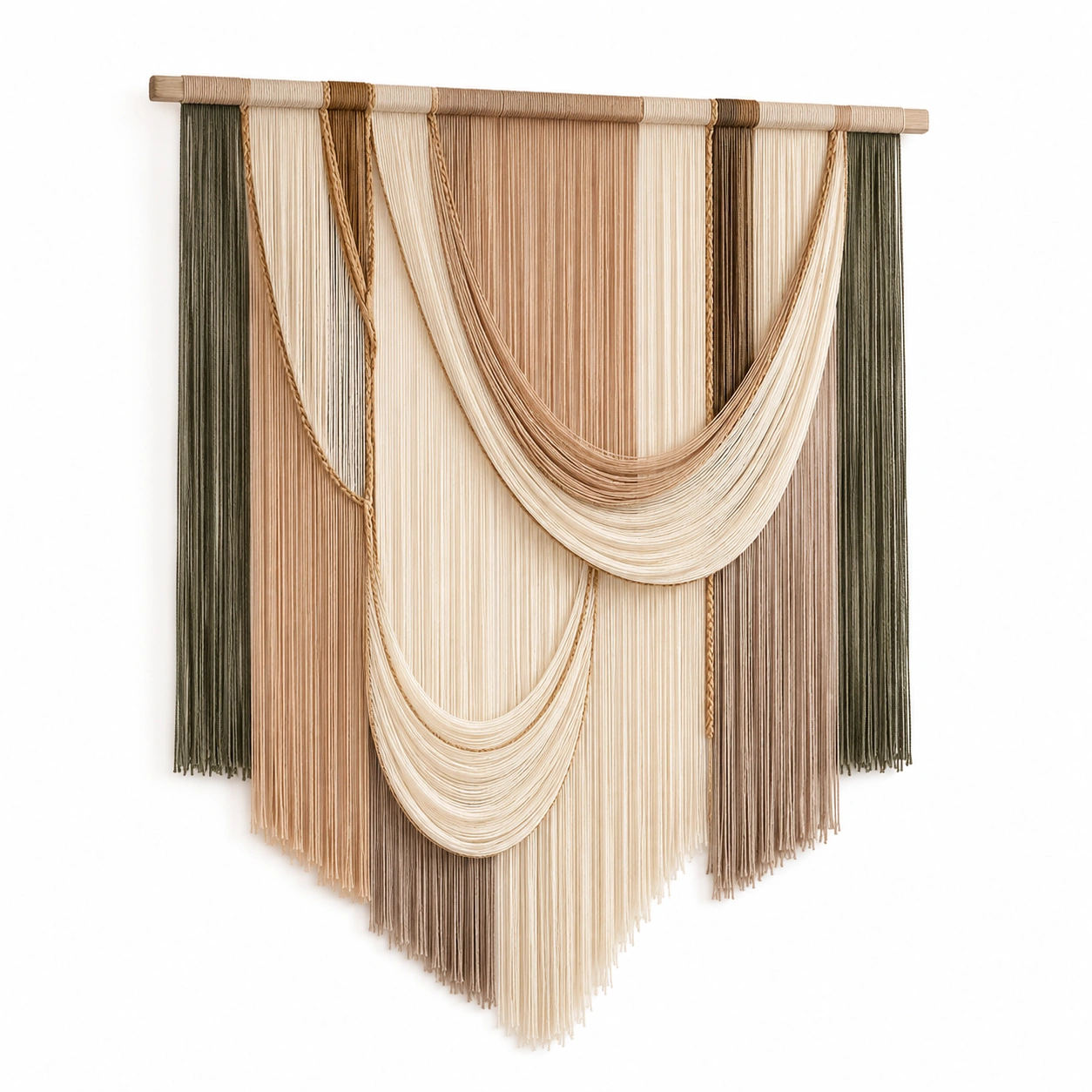 Tapiz de Pared Macramé Beige Marrón Verde-meubelvia