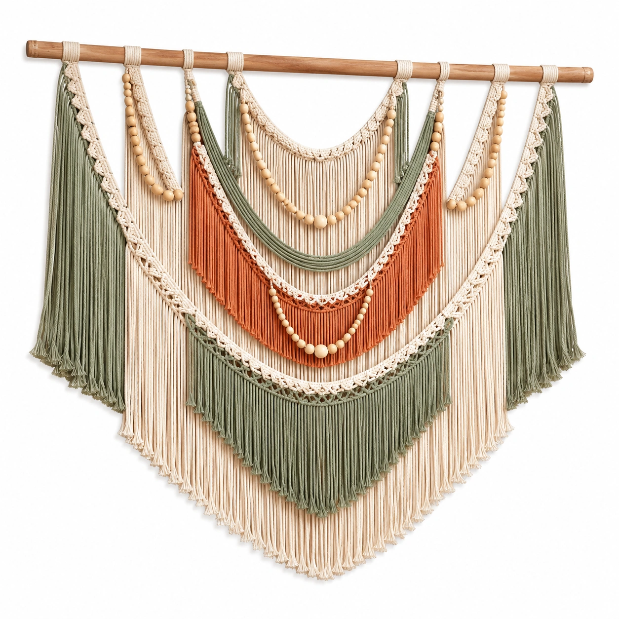 Decoración de Pared Macramé Boho Verde/Naranja-meubelvia