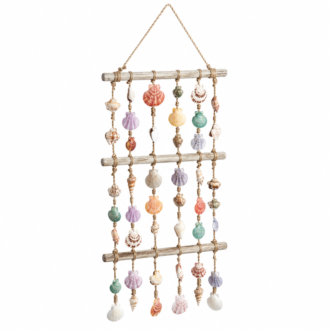 Colgante Decorativo Bohemio de Conchas Marinas Multicolor 50x30cm-LiVdina