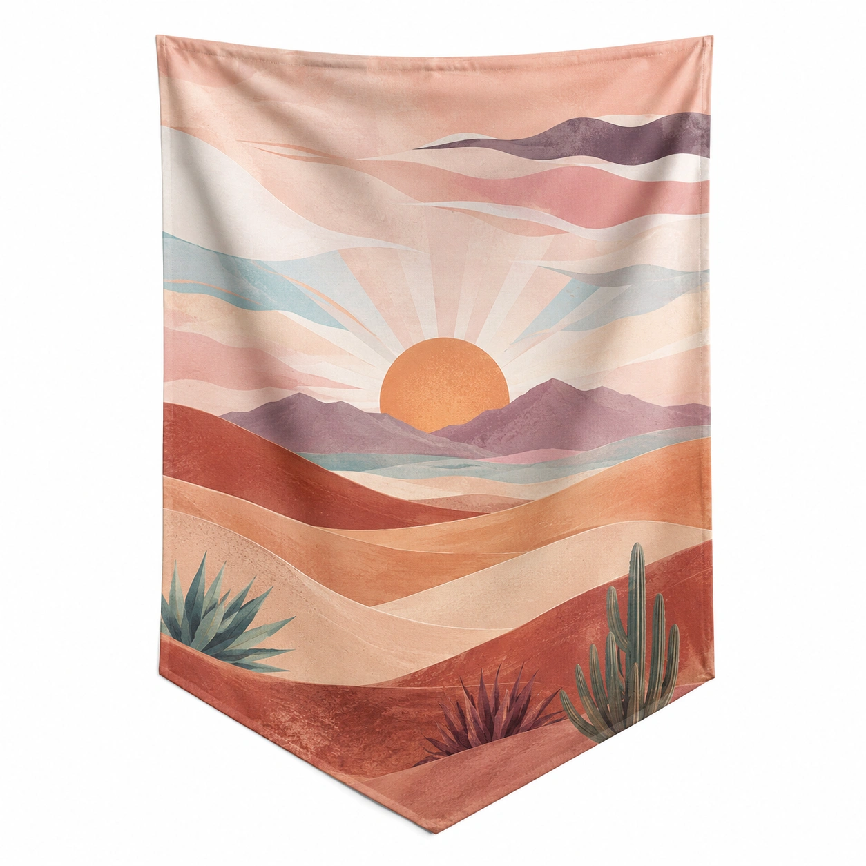 Tapiz Decorativo de Paisaje Desértico con Atardecer 130x150cm Multicolor-LiVdina