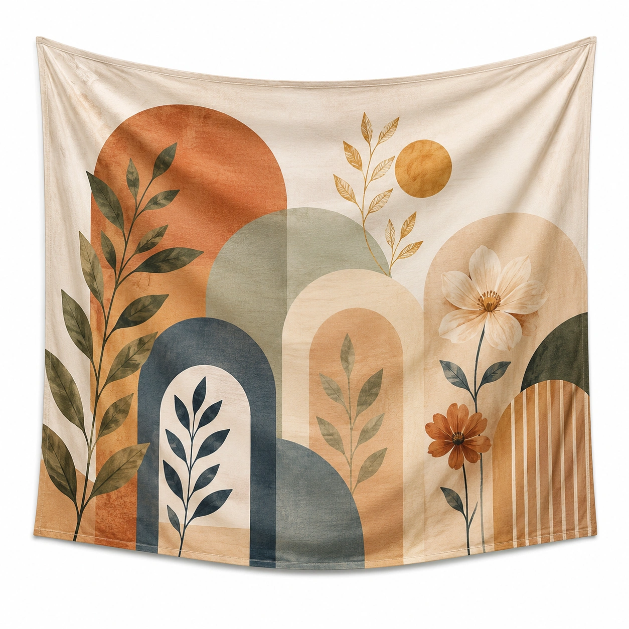 Tapiz Decorativo de Tela con Diseño Abstracto Floral en Tonos Naturales 200x150 cm-LiVdina