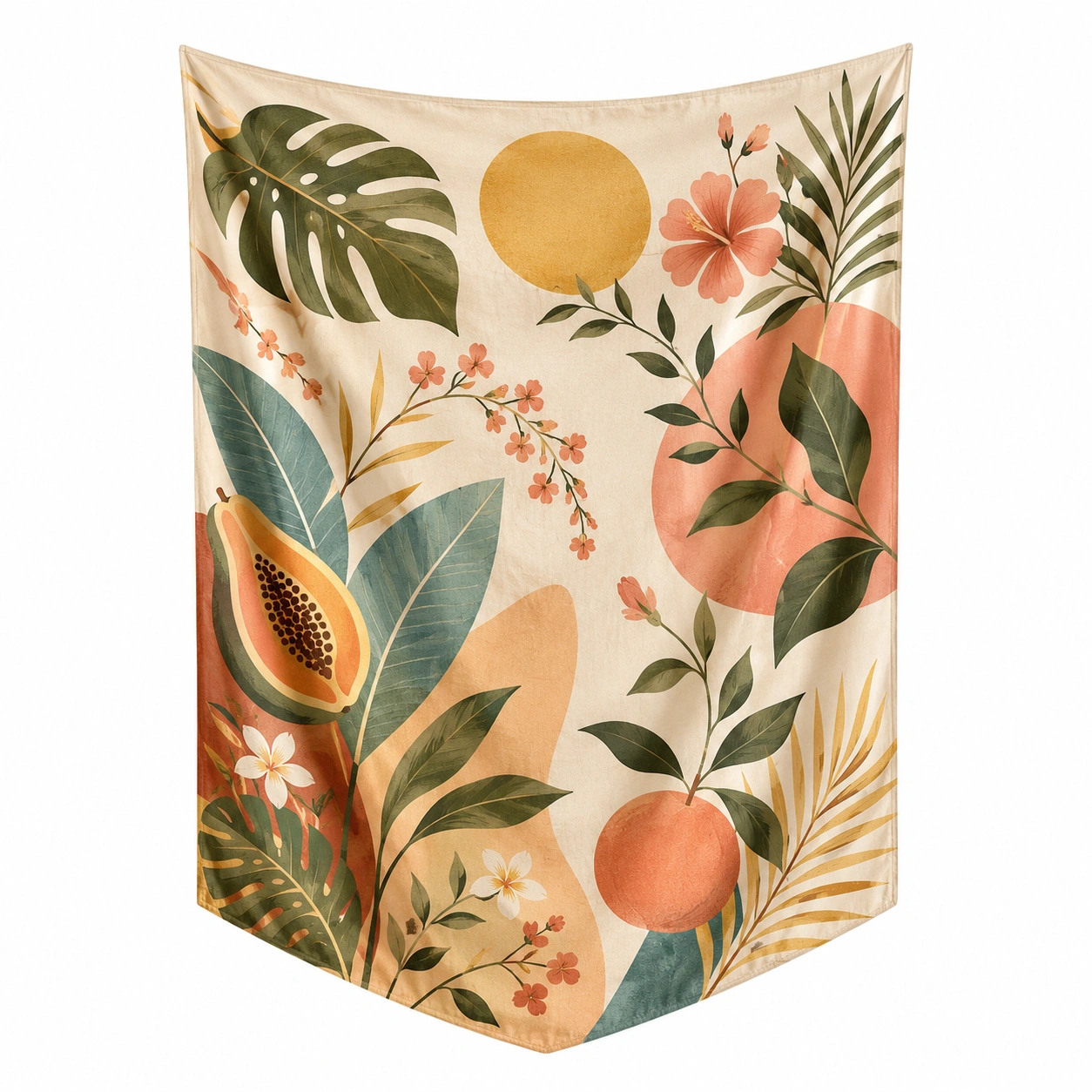 Tapiz Decorativo de Pared con Diseño Tropical 150x130cm-LiVdina