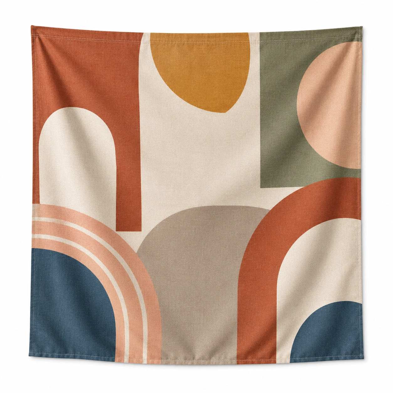 Tapiz Decorativo Geométrico en Beige, Ocre, Verde, Rosa y Azul-LiVdina