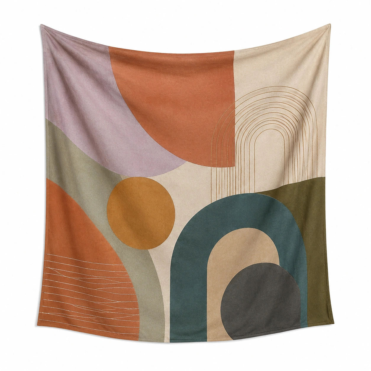 Tapiz Decorativo Abstracto Multicolor con Formas Geométricas 150x130 cm-LiVdina