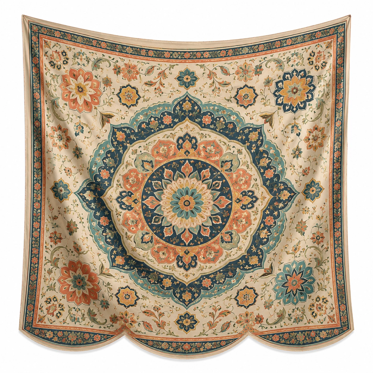 Tapiz Mandala Floral Bohemio 200x200cm Multicolor-LiVdina