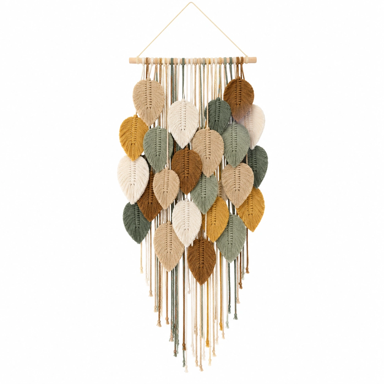 Tapiz de Pared de Macramé con Hojas Bohemias Multicolor-LiVdina