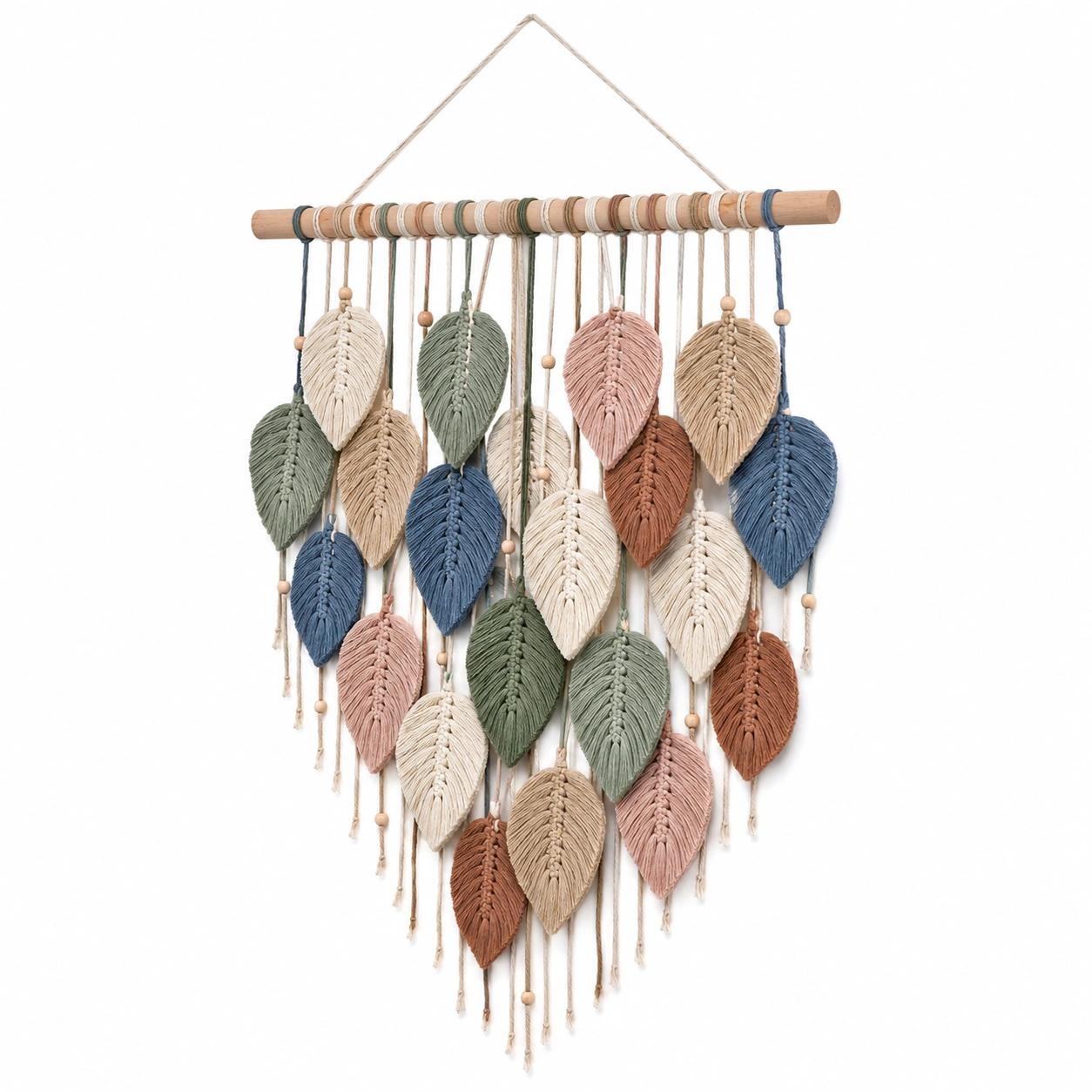Tapiz de Macramé de Hojas Multicolor para Decoración de Pared-LiVdina