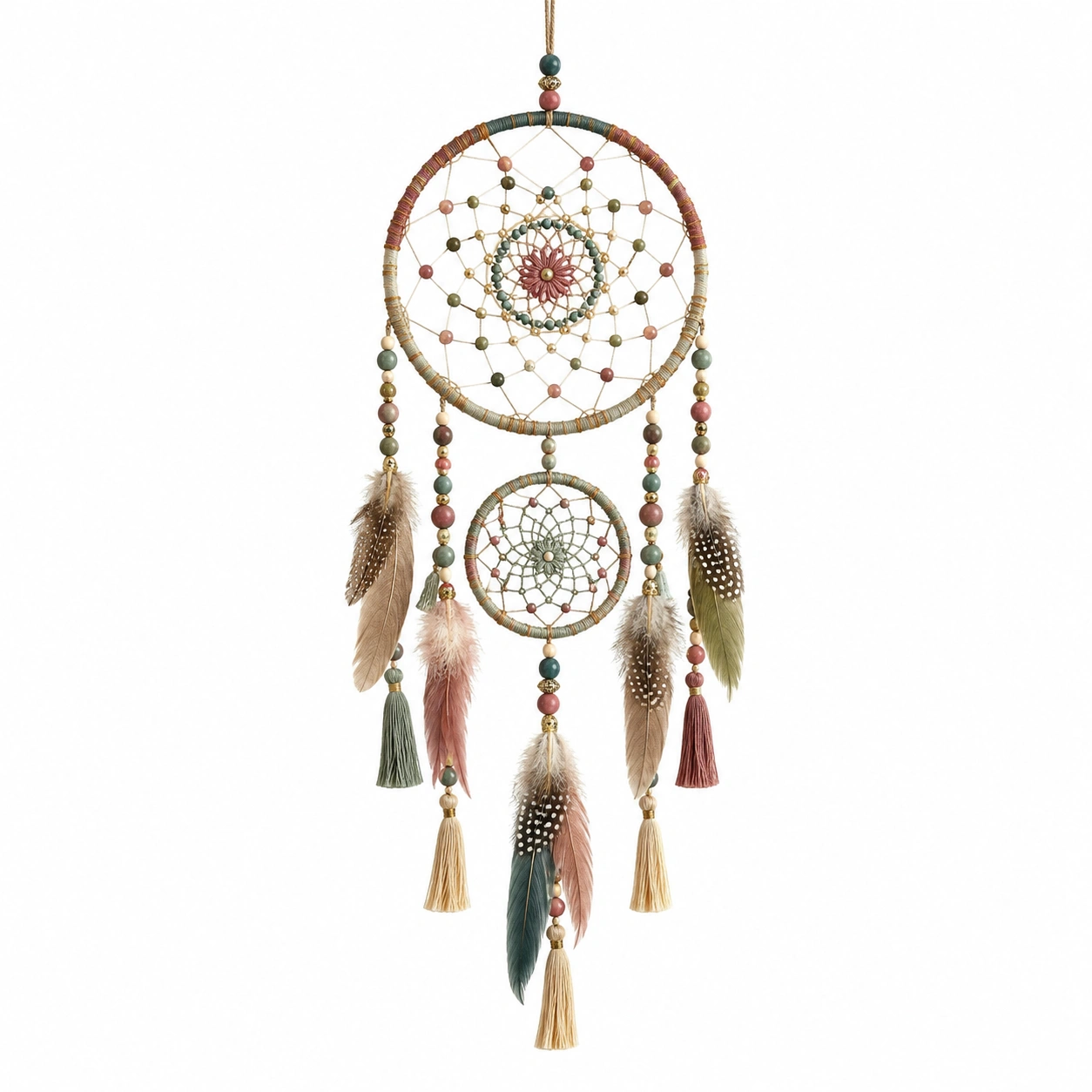 Atrapasueños Bohemio con Plumas Multicolor Decorativo-LiVdina