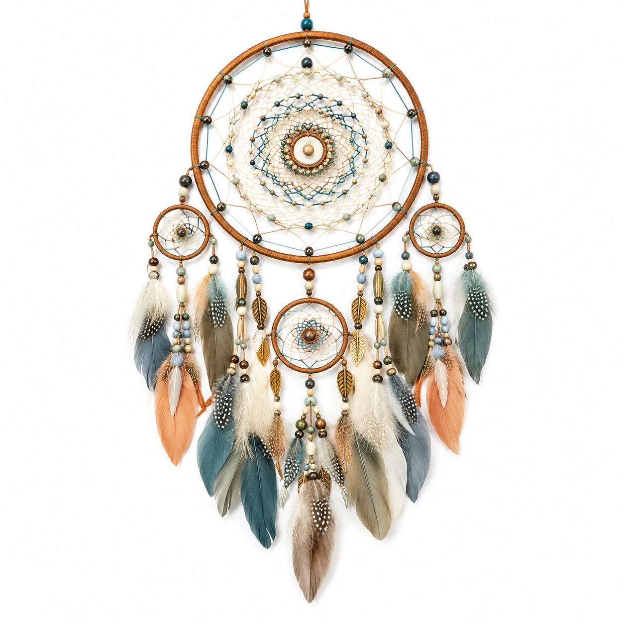 Atrapasueños Bohemio Hecho a Mano con Plumas de Colores-LiVdina