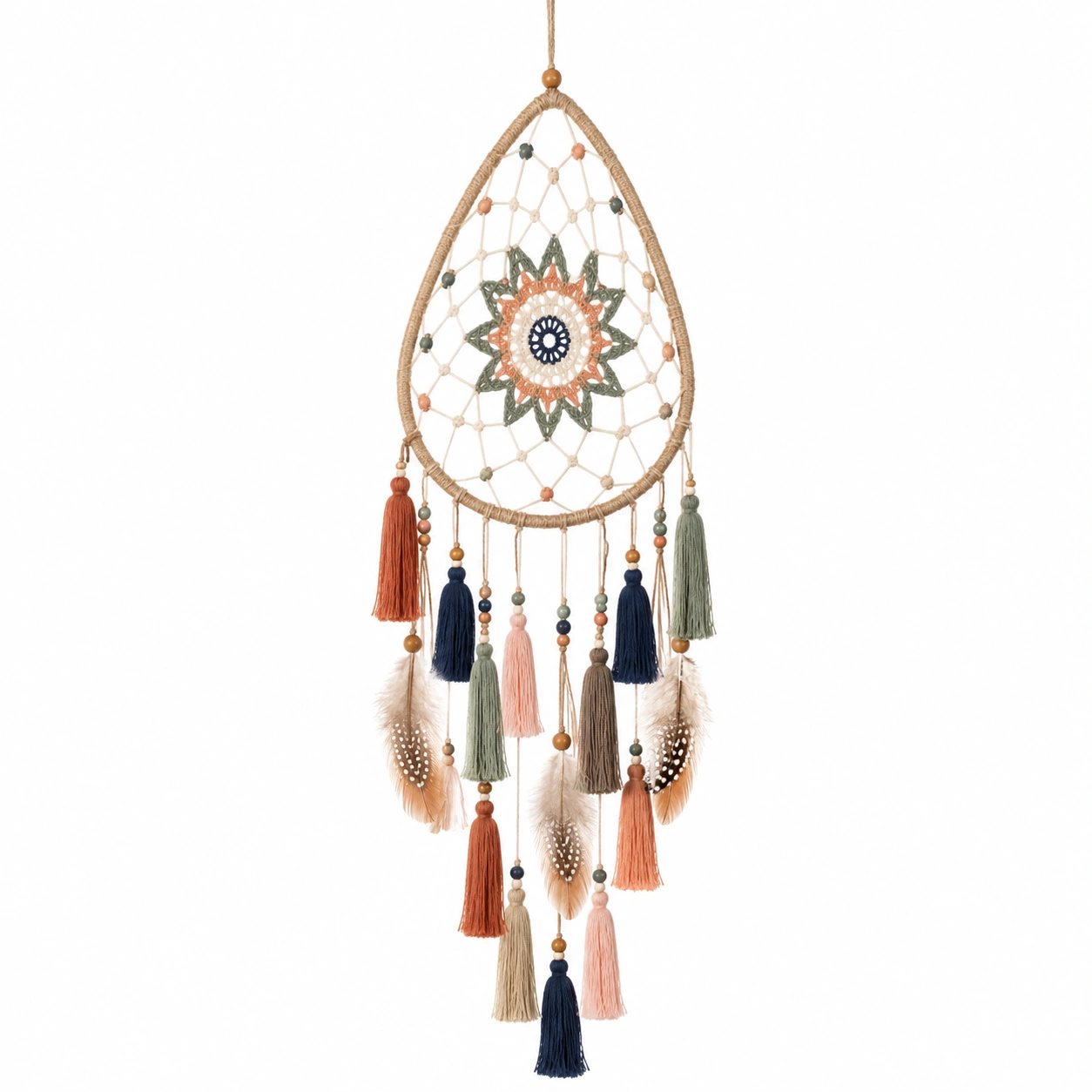 Atrapasueños Bohemio Multicolor con Plumas y Borlas Hecho a Mano-LiVdina