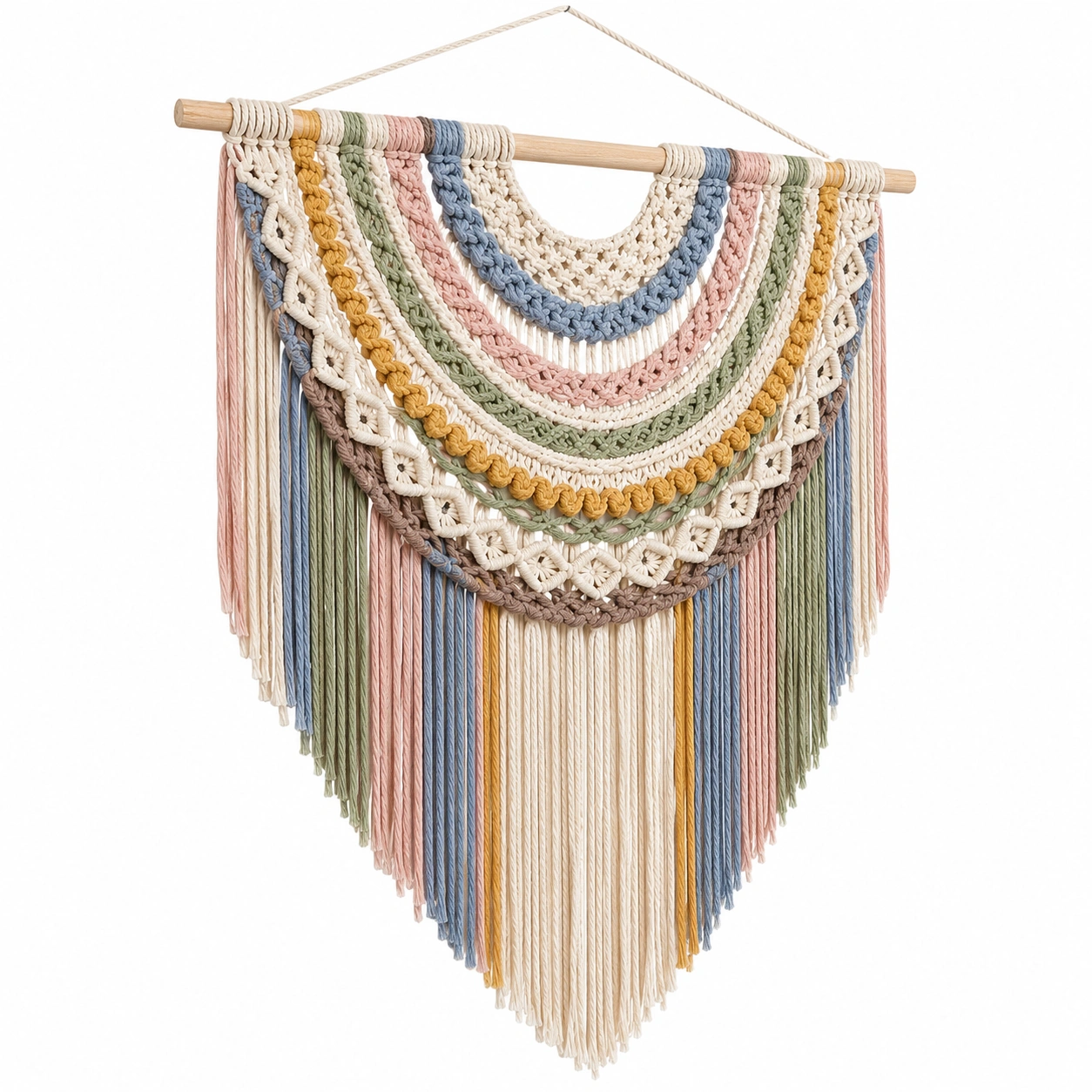 Tapiz Colgante de Macramé Multicolor para Decoración 90x110cm-LiVdina