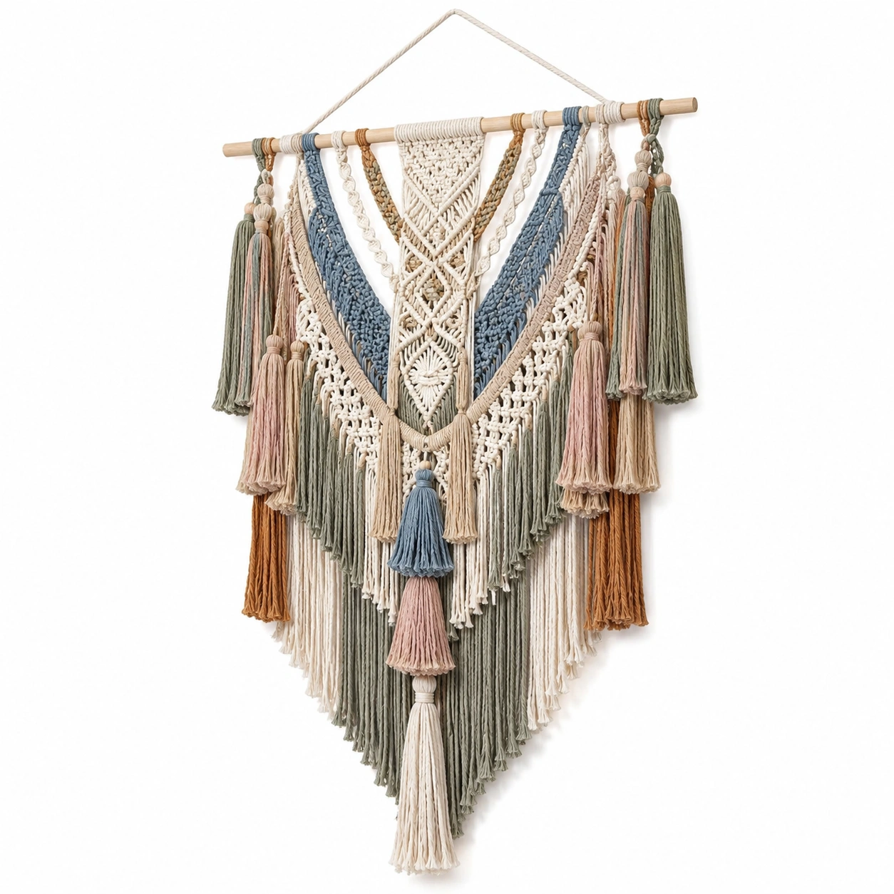 Tapiz de Pared Bohemio de Macramé con Flecos Multicolor 100x80cm-LiVdina