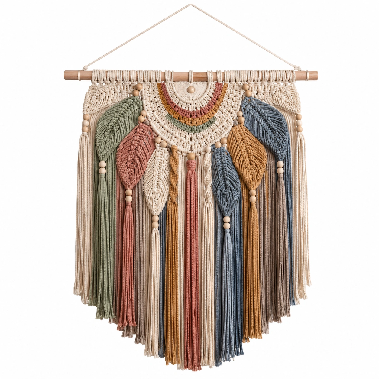 Tapiz de macramé bohemio multicolor artesanal 80x60 cm-LiVdina