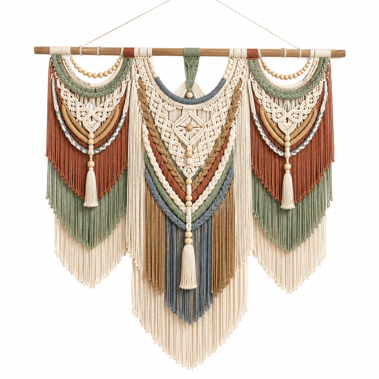 Tapiz de Macramé Bohemio Colores Naturales 90x100cm-LiVdina