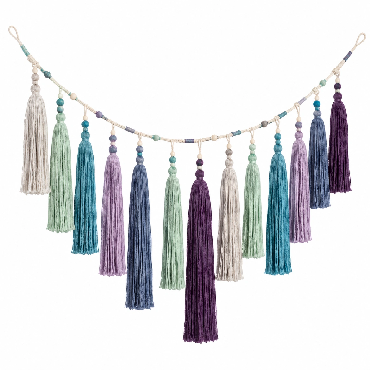 Guirnalda de Borlas Bohemias de Algodón Multicolor para Decoración-LiVdina
