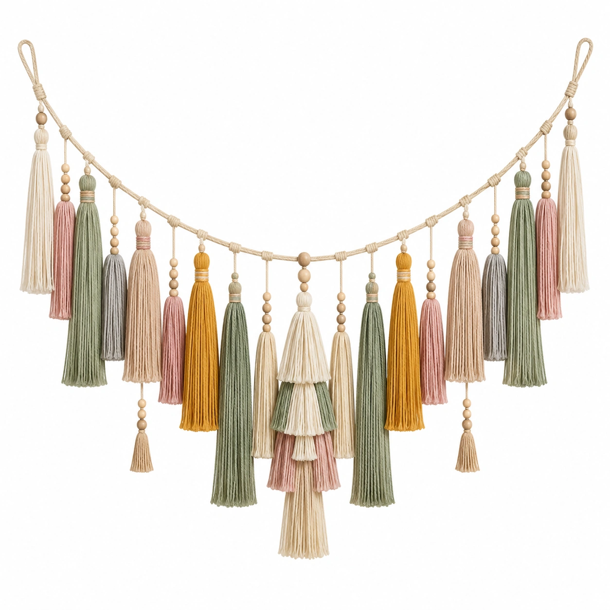 Guirnalda Decorativa de Borlas Bohemias en Colores Pastel-LiVdina