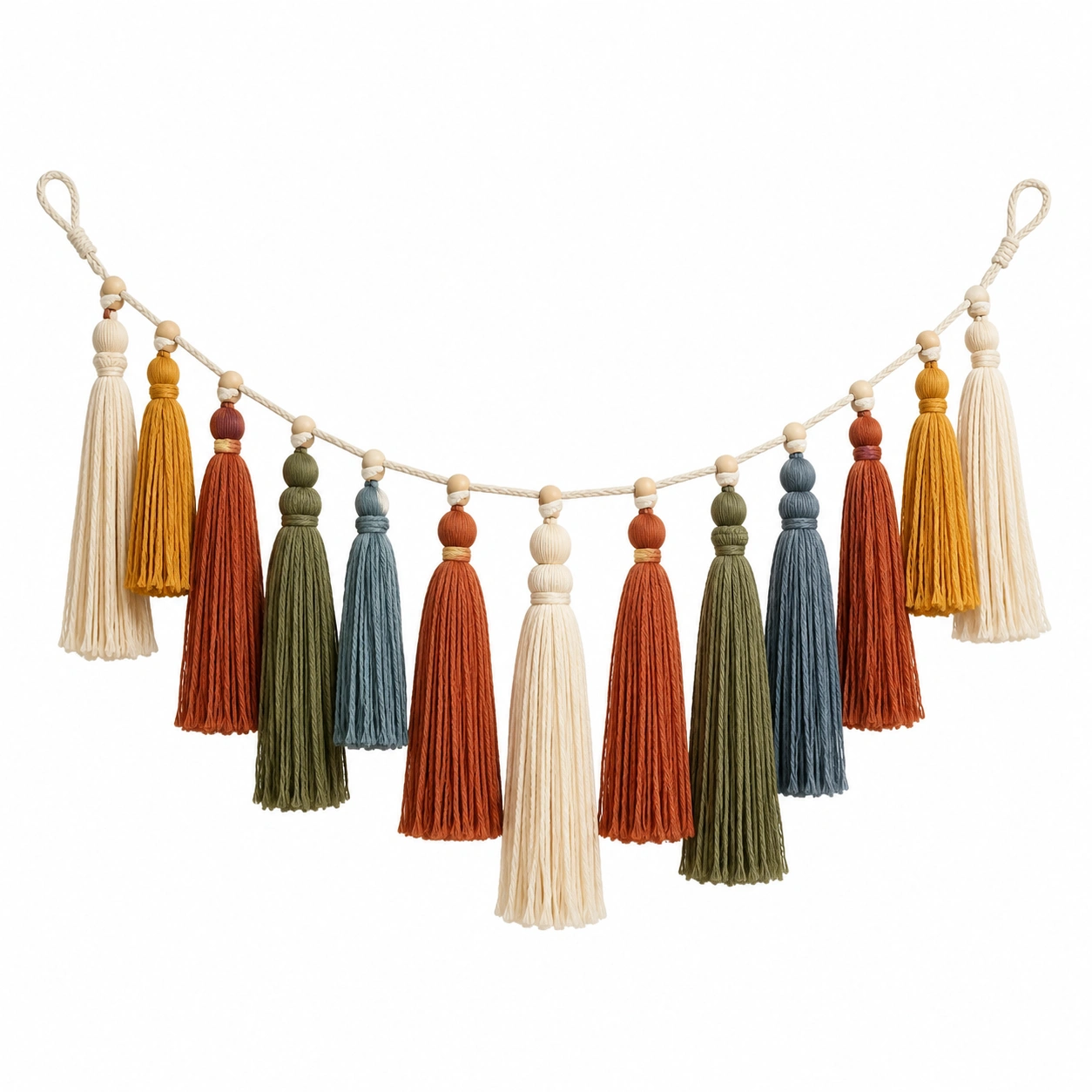 Guirnalda de Borlas Decorativas Bohemia Colores Cálidos 100x15cm-LiVdina