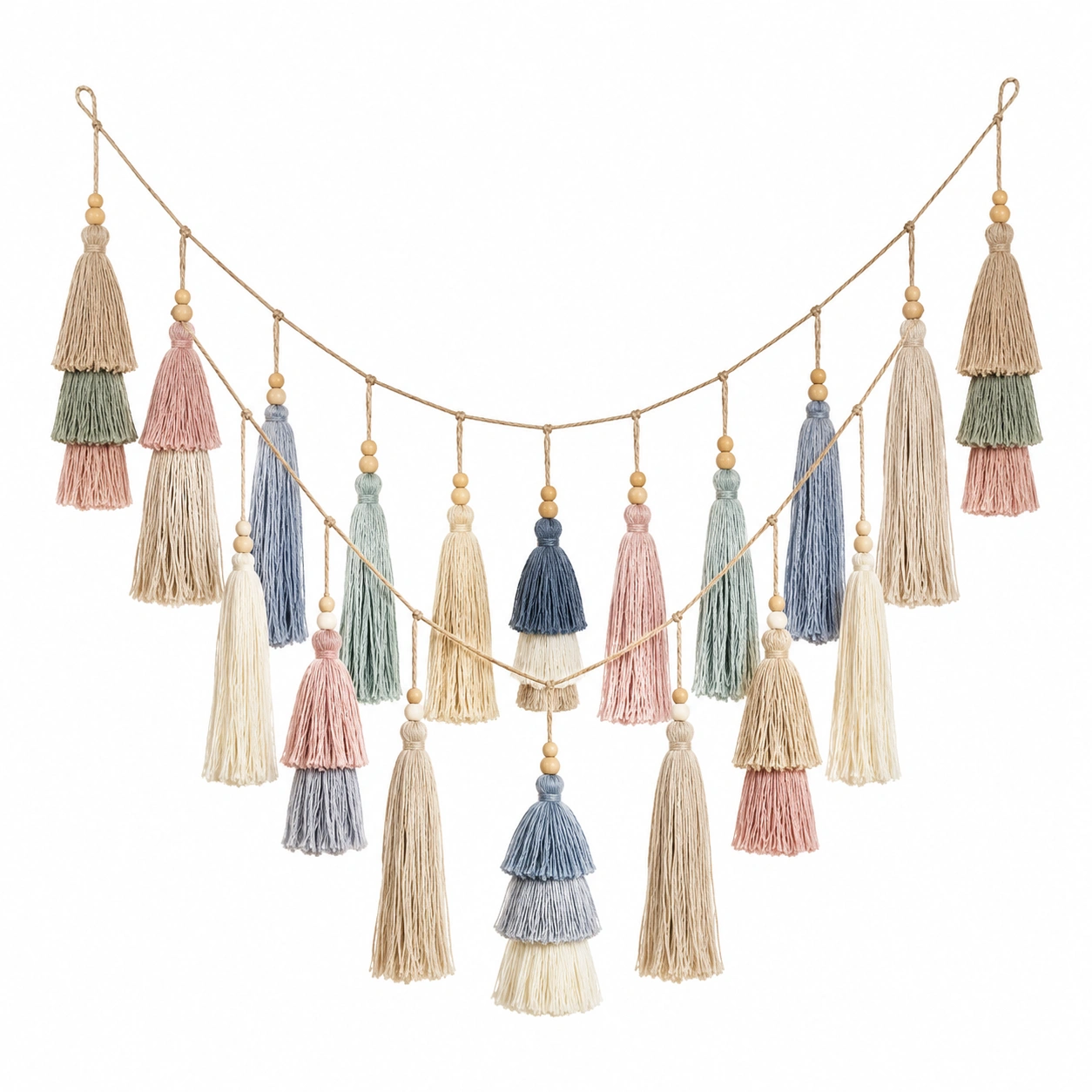 Guirnalda de Borlas Multicolor Hechas a Mano para Decoración Bohemia-LiVdina