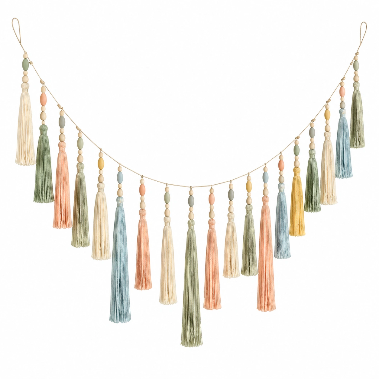 Guirnalda Decorativa Bohemia de Borlas en Colores Pastel-LiVdina