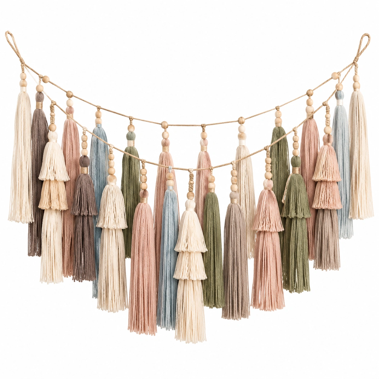 Guirnalda Bohemia de Borlas Multicolor Pastel-LiVdina