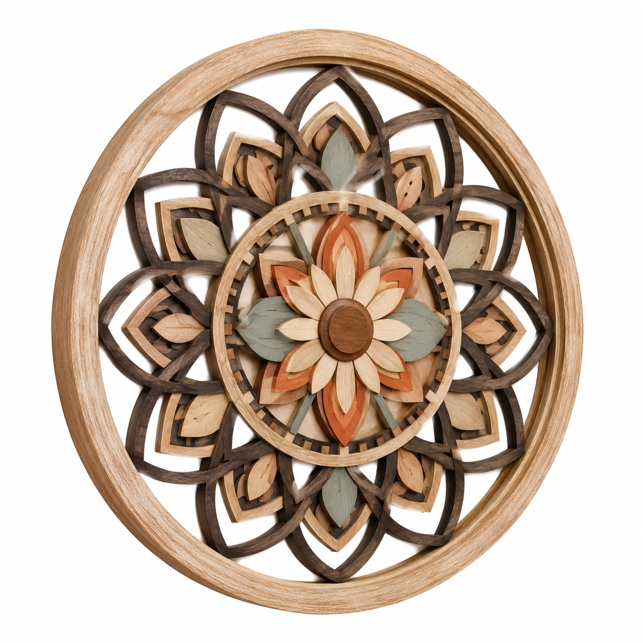 Decoración de Pared Mandala Circular con Detalles Artesanales-LiVdina