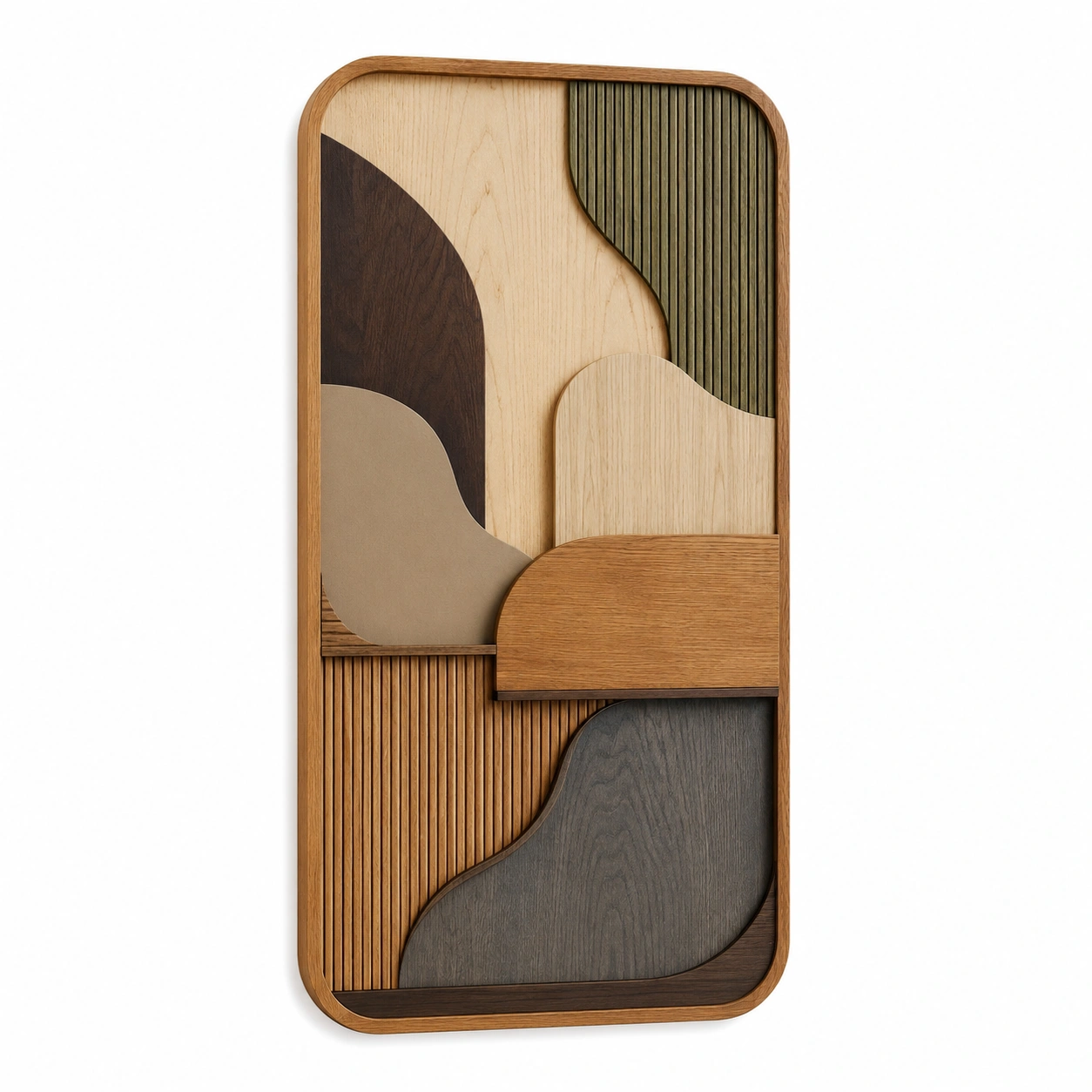 Panel Decorativo de Madera con Diseño Geométrico Multicolor 120x60cm-LiVdina