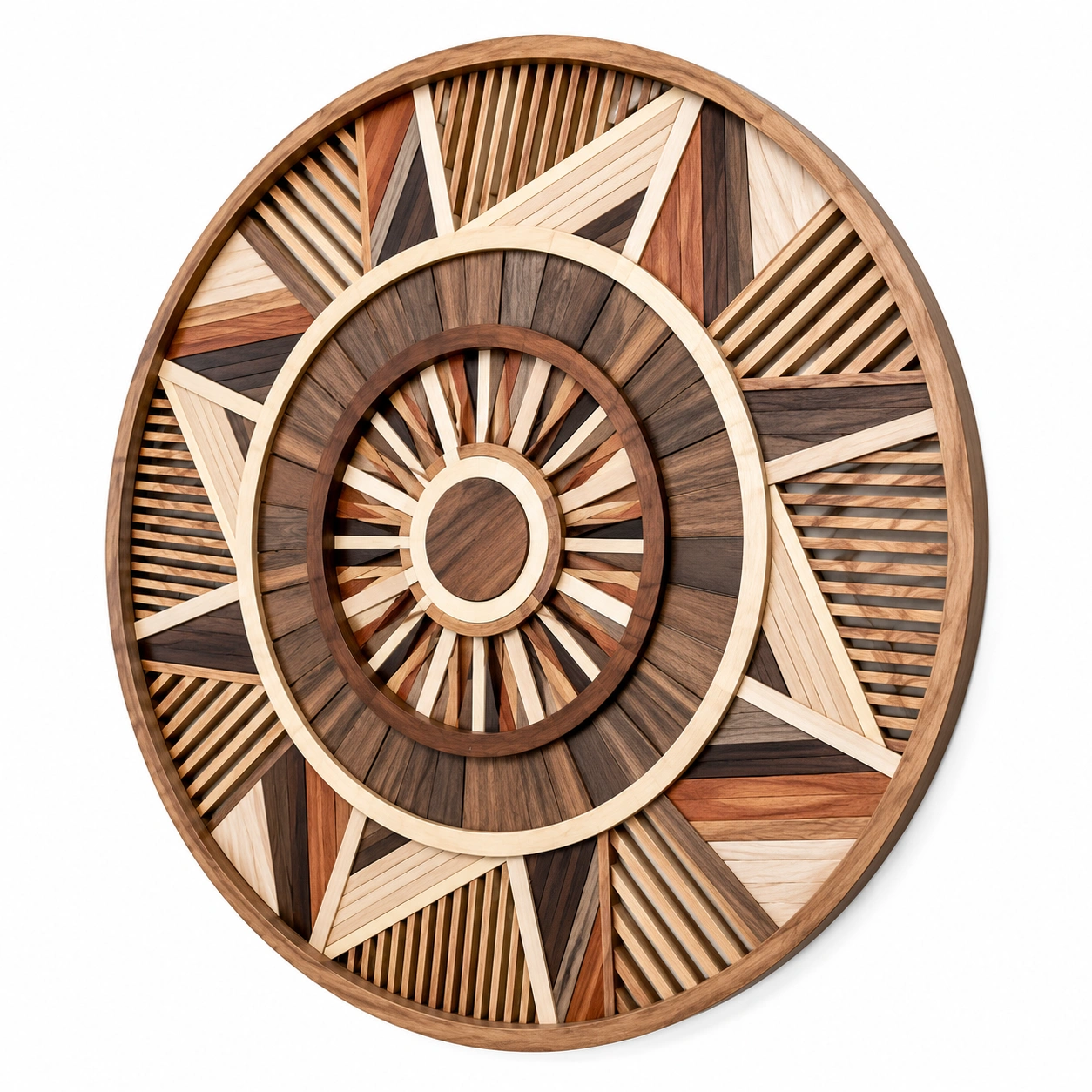 Arte de pared circular geométrico en marrón y beige-LiVdina