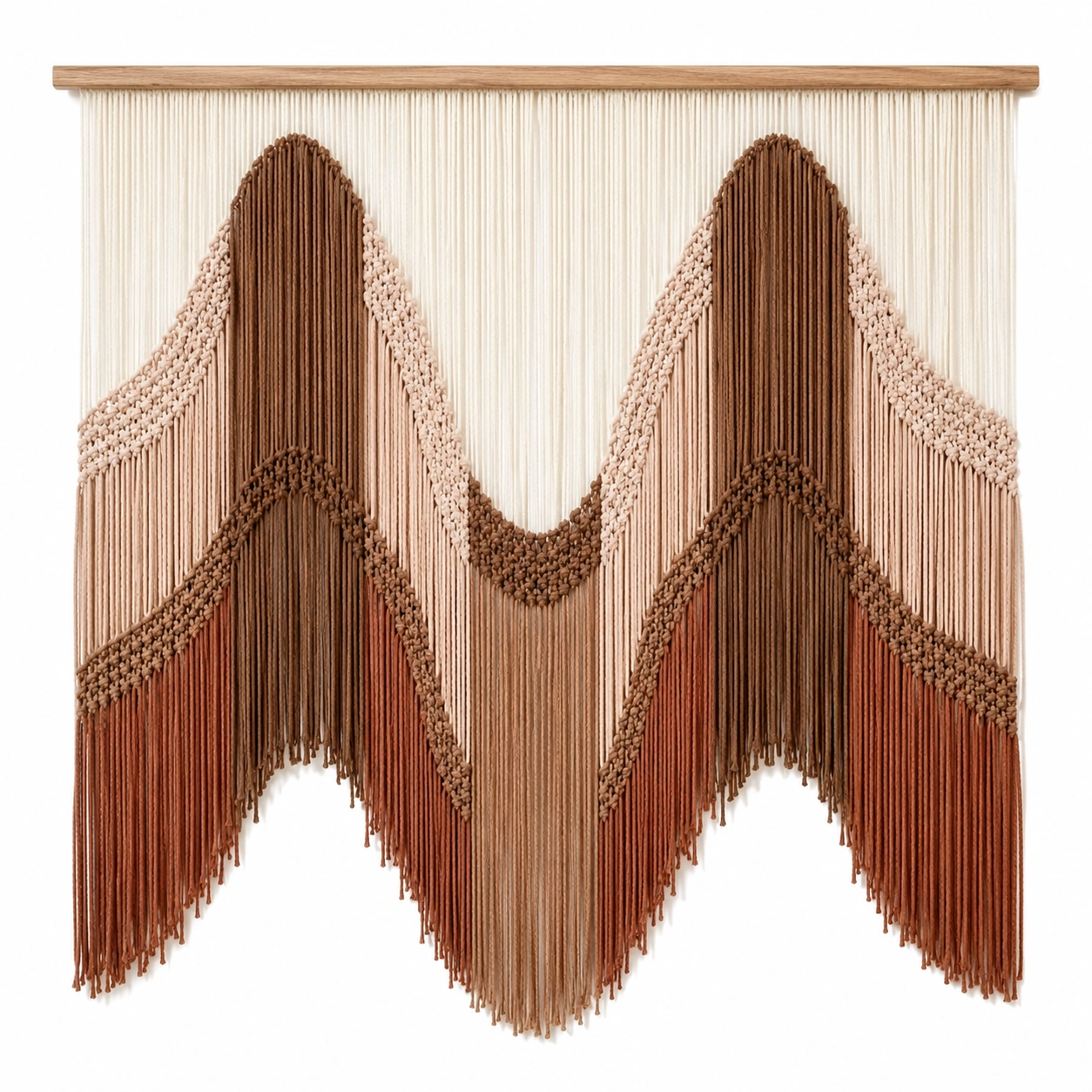 Arte de Pared Macramé Ondulado en Tonos Tierra 100x80cm-LiVdina