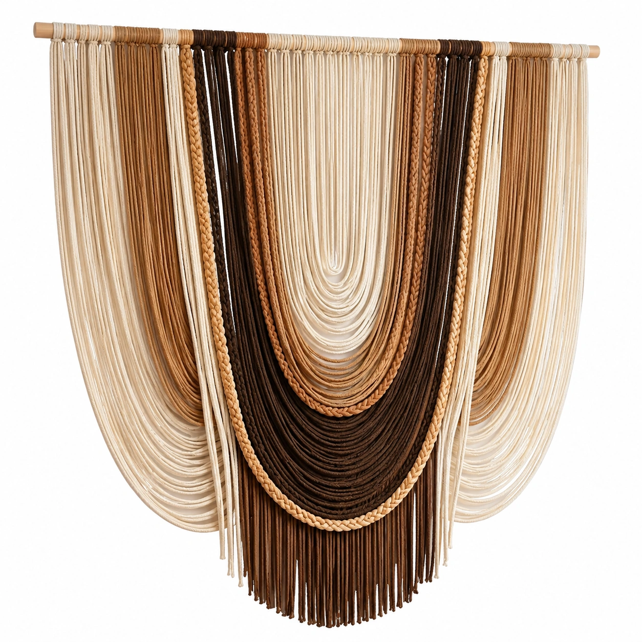 Cortina de Hilos Decorativa Bohemia en Marrón y Beige-LiVdina