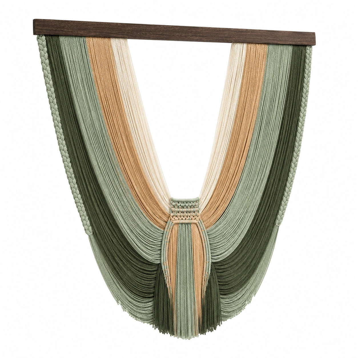 Tapiz de Macramé Decorativo Verde y Beige-LiVdina