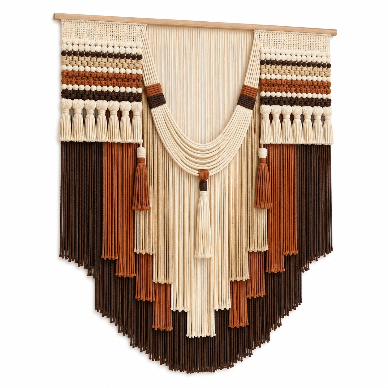 Tapiz de Pared Macramé Beige/Naranja/Marrón-LiVdina