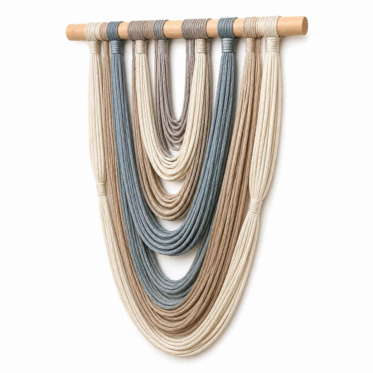 Tapiz Colgante de Macramé Bohemio con Barra de Madera-LiVdina