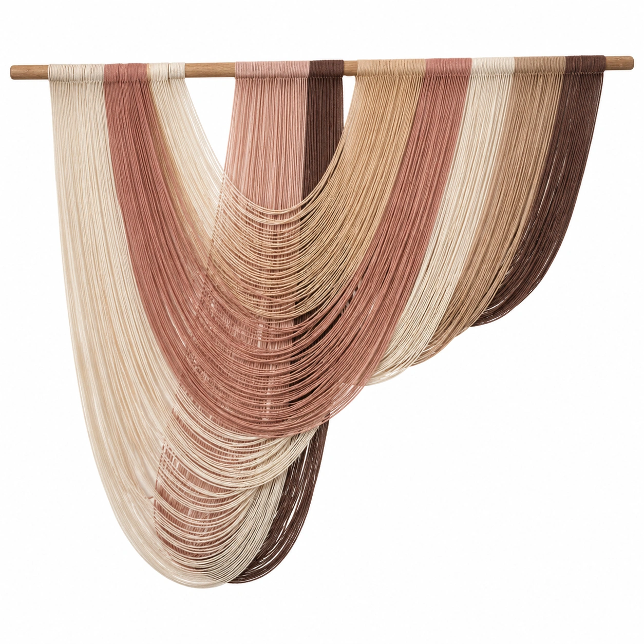 Tapiz Colgante Decorativo de Hilos Beige/Marrón/Rosa-LiVdina