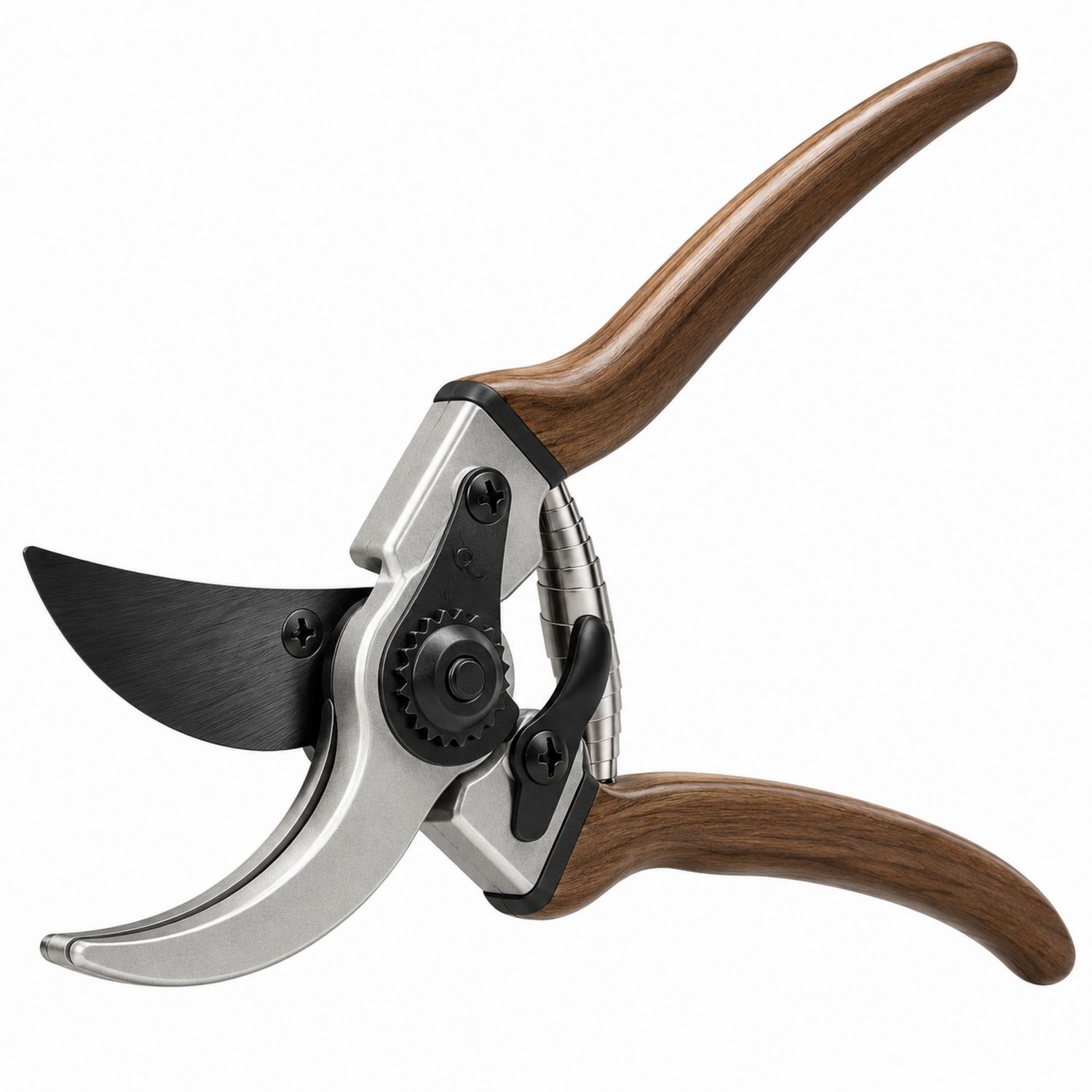 Forbici da Potatura a Lame Curve con Manico Ergonomico in Legno